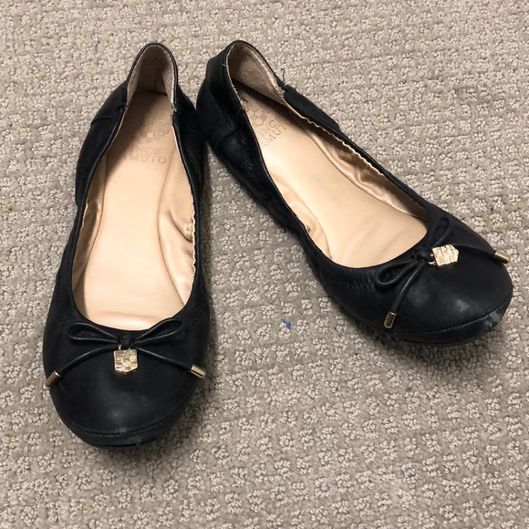 Vince Camuto Black Leather Flats - Picture 1 of 8